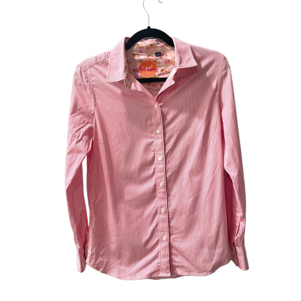 Robert Graham Woman's Pink and White Striped Shirt-Medium ($198)